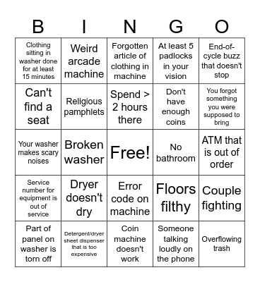 Laundromat Bingo Card