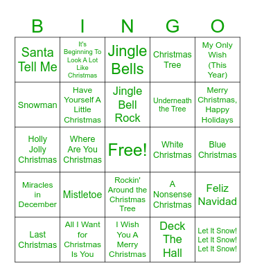 Denver A&AC Holiday Bingo: Jingles Bingo Card