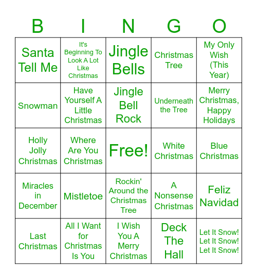 Denver A&AC Holiday Bingo: Jingles Bingo Card