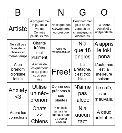 Lex Bingo ! Bingo Card