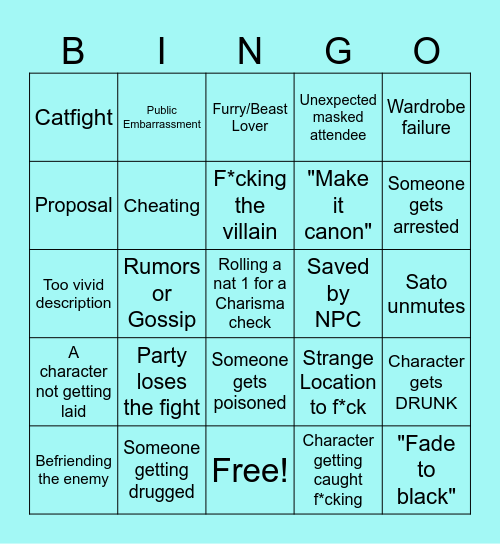 Moon Ball Bingo Card
