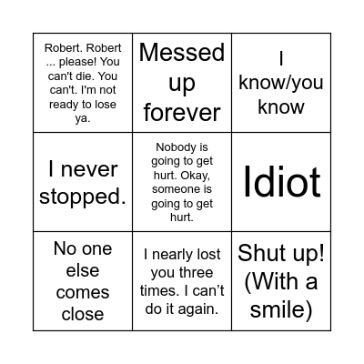 Callback Bingo Card