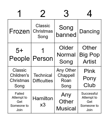 Holiday Party Karaoke Bingo Card