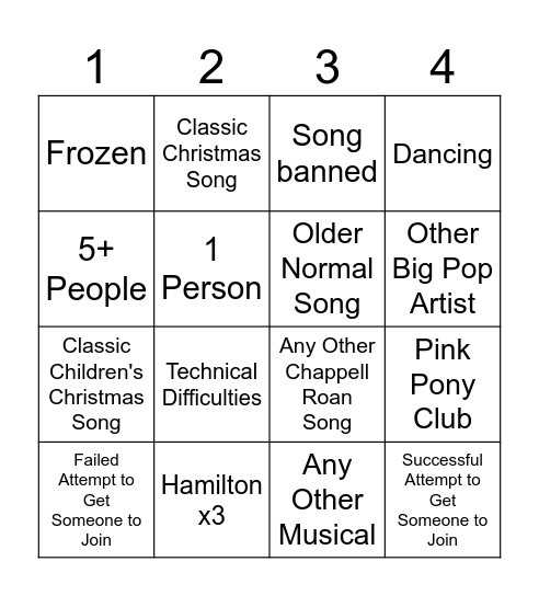 Holiday Party Karaoke Bingo Card