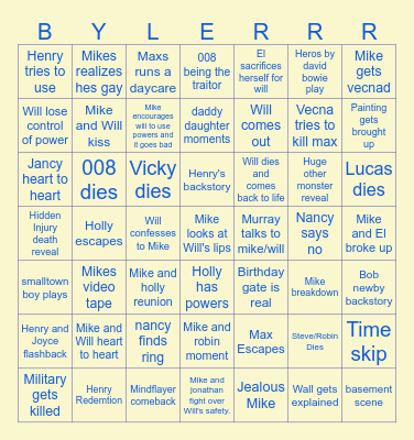 Stranger things bingo Volume 2 Bingo Card