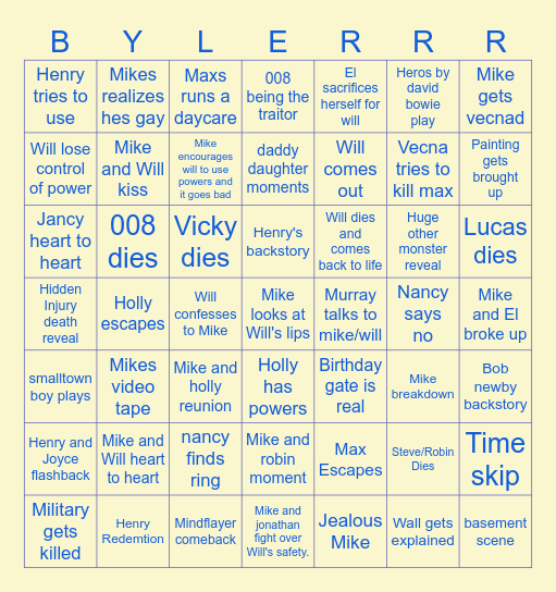 Stranger things bingo Volume 2 Bingo Card