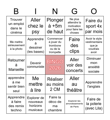 BINGO 2026 Bingo Card