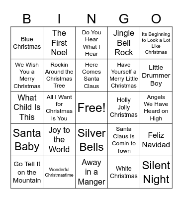 Beavers Family Christmas Music Bingo Card