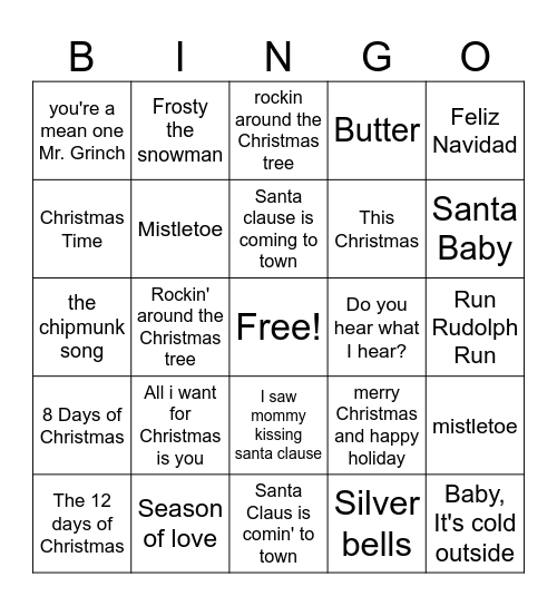 Music Bingo Card