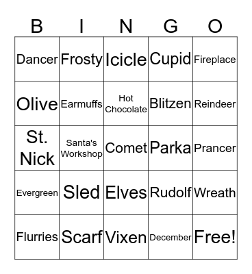 Winter Bingo Card