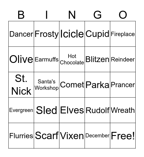 Winter Bingo Card