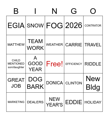 HOLIDAY PARTY Bingo Card