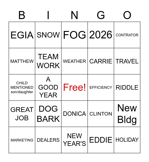 HOLIDAY PARTY Bingo Card