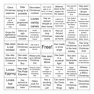 Christmas Bingo - Find Someone Who: Bingo Card