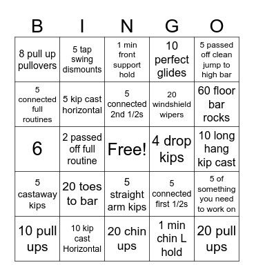 Level 4 Bars Bingo Card