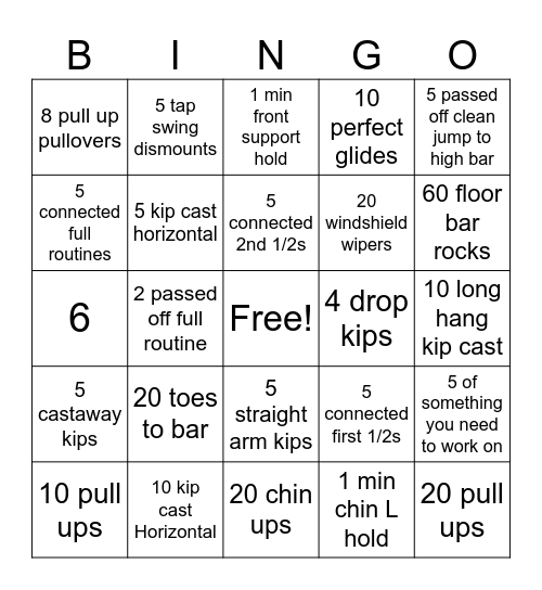 Level 4 Bars Bingo Card