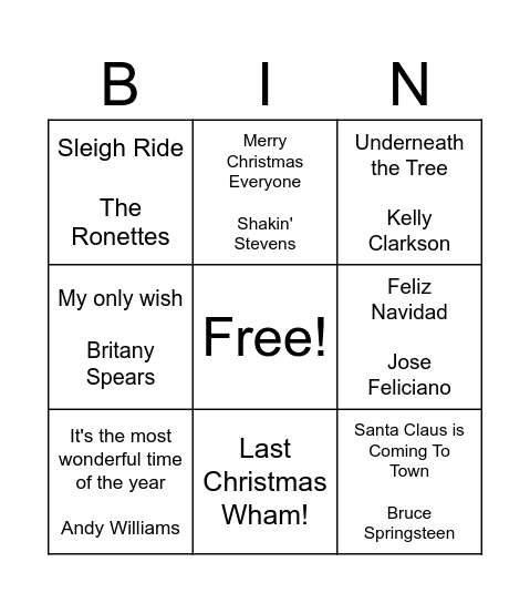 Christmas Bingo Card