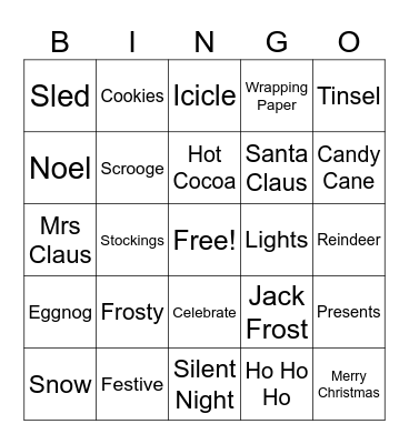 Holiday Bingo Card