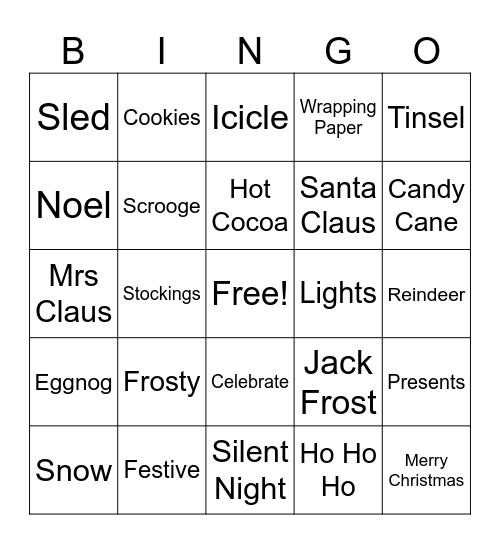 Holiday Bingo Card
