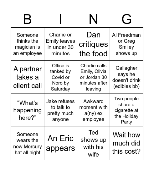 B!NGO Bingo Card