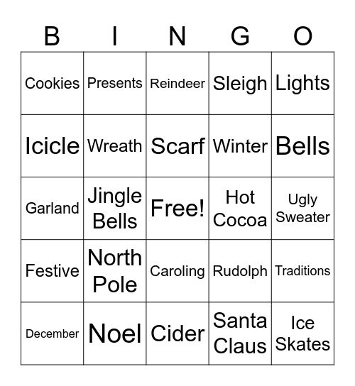 Holiday Bingo Card