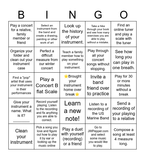 PRACTICE CHALLENGE Bingo Card