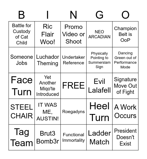 The Glitziest Pit Bingo Card