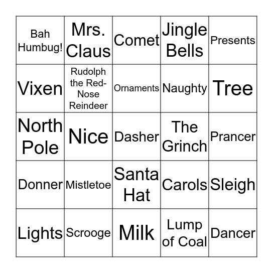 HOLIDAY BINGO Card