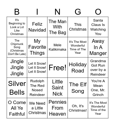 Christmas Singo Bingo Card