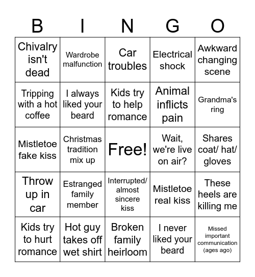 Christmas Movie Bingo Card