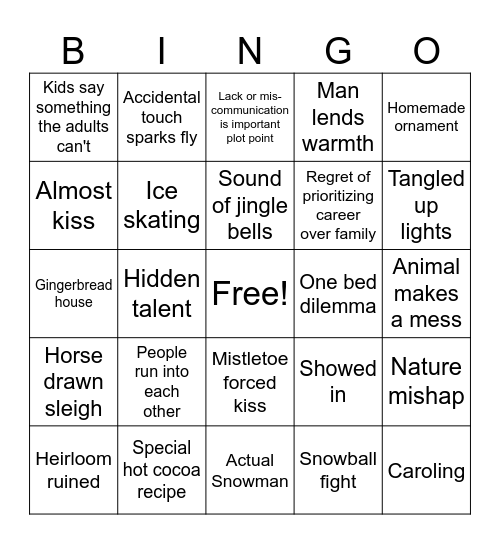 Christmas Movie Bingo Card