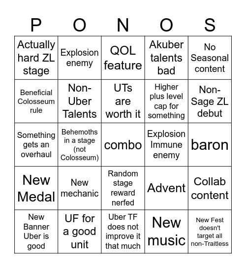 15.1 Copium Bingo Card