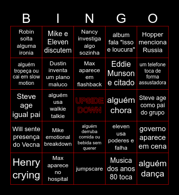 STRANGER THINGS Bingo Card