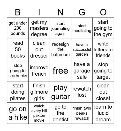 2026 Bingo Card