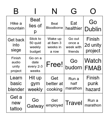 Caolan New Years Bingo Card