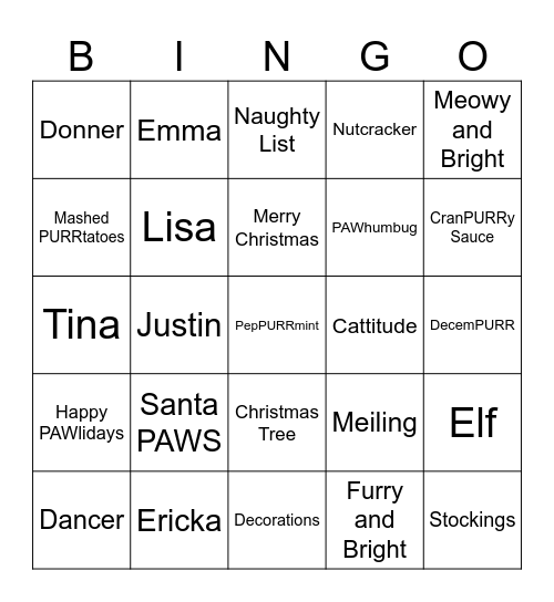 MEOWY CHRISTMAS! Bingo Card