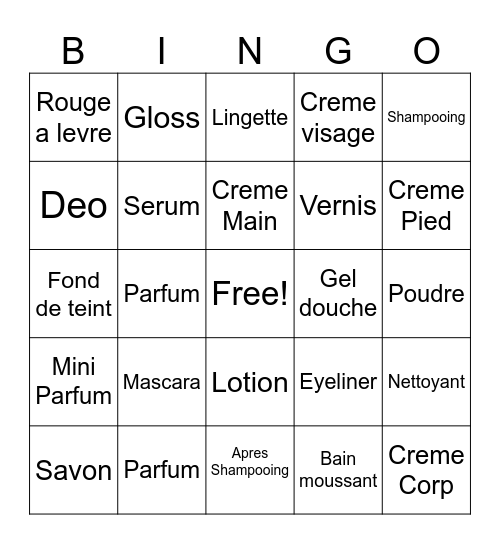 Avon Bingo Card
