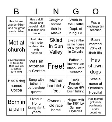 HUMAN BINGOOOOOOO Bingo Card