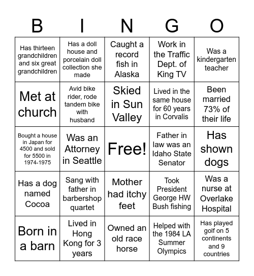 HUMAN BINGOOOOOOO Bingo Card