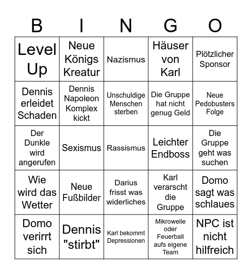 DnD Kerzenhalter Bingo Card