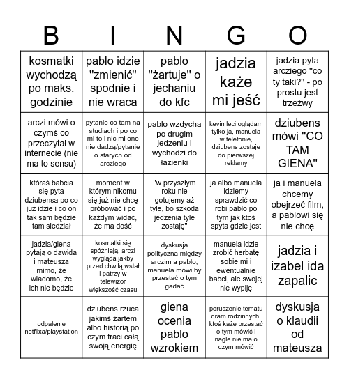 bingo wigilijne Bingo Card