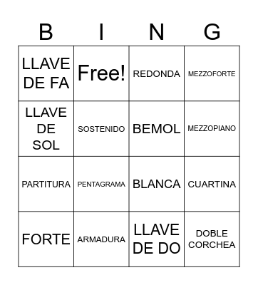 BINGO MUSICAL Bingo Card