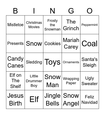 2025 HCA Christmas Bingo Card