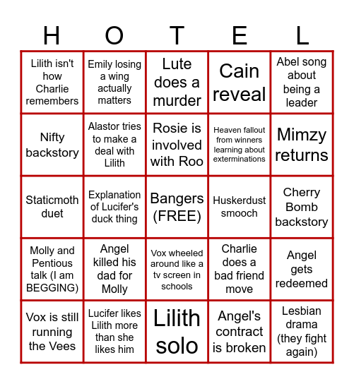 Hazbin S3 Bingo Card