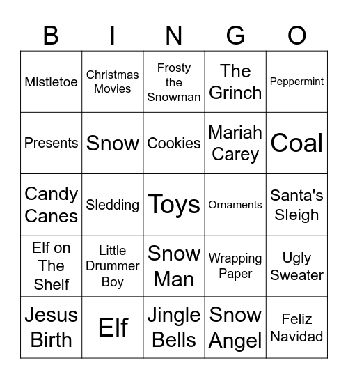 2025 HCA Christmas Bingo Card