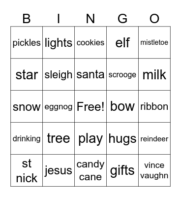 Christmas Bingo Card