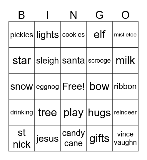 Christmas Bingo Card