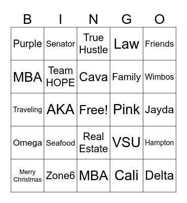 Christmas Bingo Card