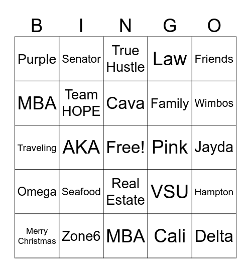 Christmas Bingo Card