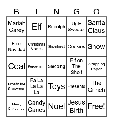 2025 HCA Christnas Bingo Card